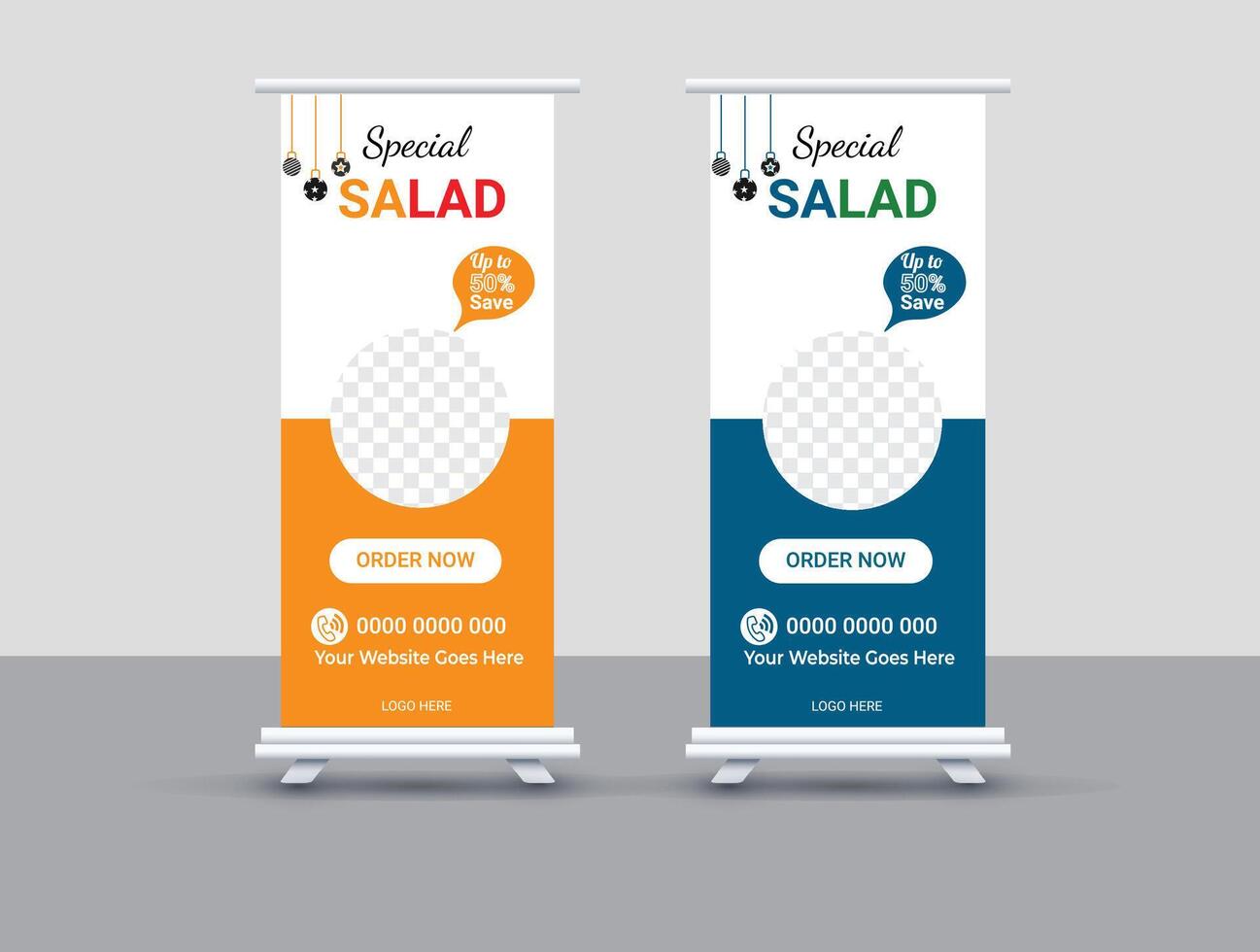 Food Menu Roll up banner Design. vector