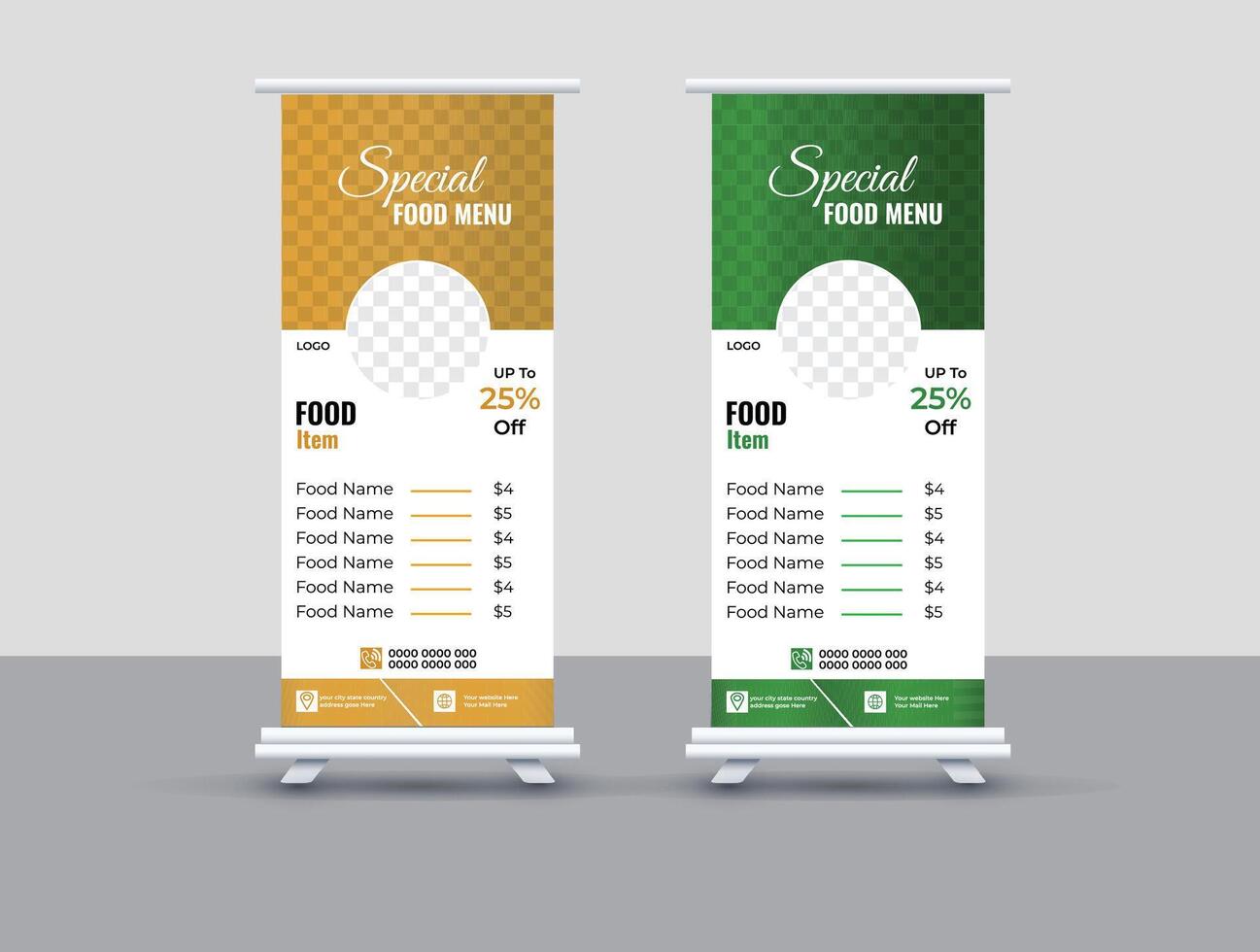 Food Menu Roll up banner Design. vector