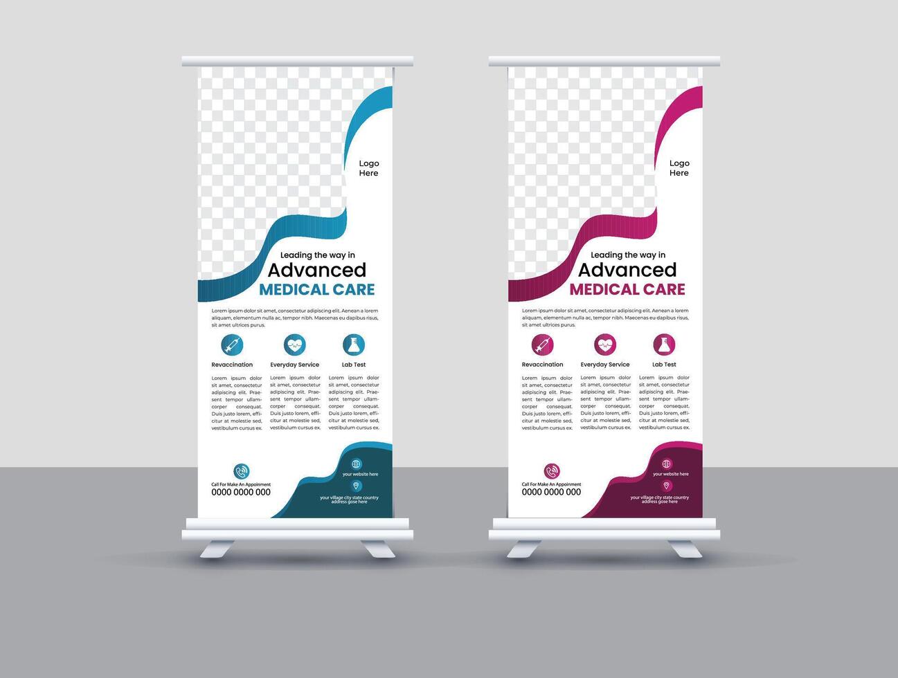 Medical Roll Up Banner design. vector