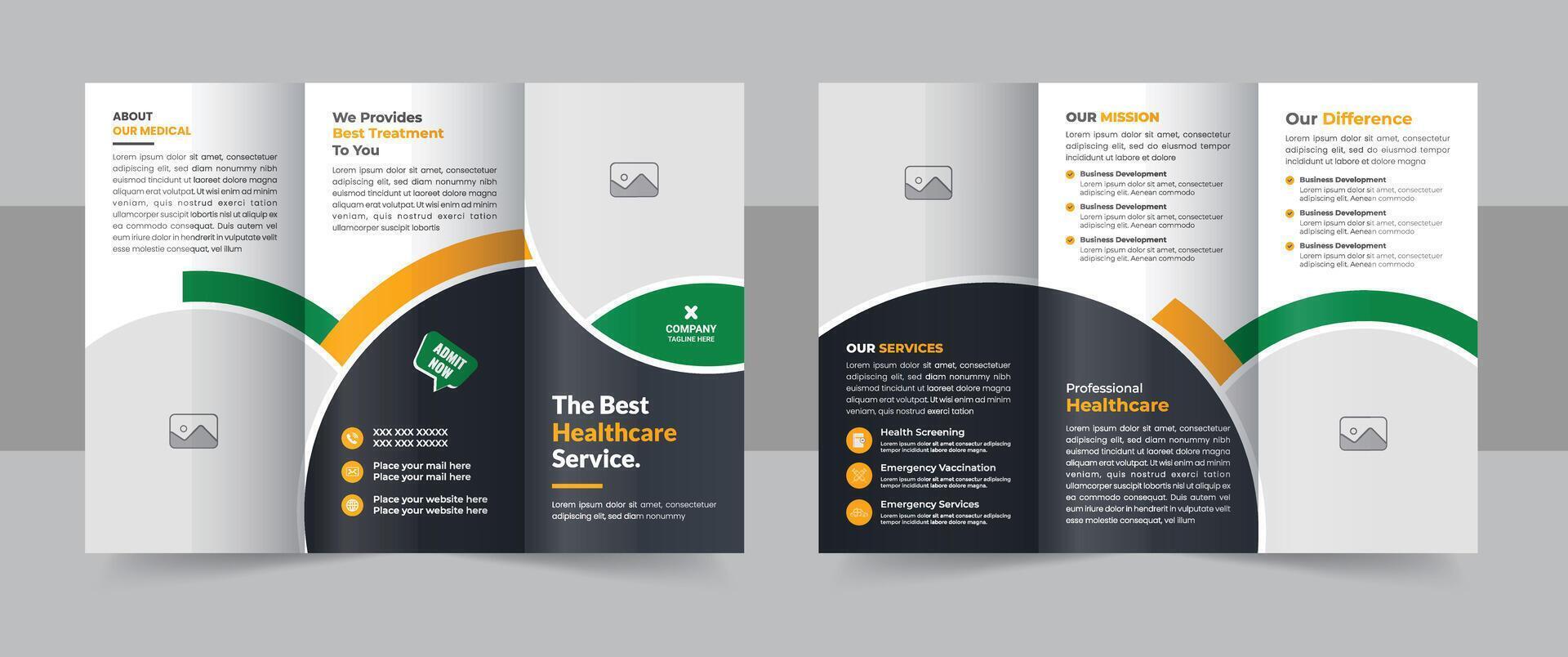 Creative trifold brochure template for your healthcare, medical, clinic, and diagnostic business. print-ready file or medical business promotion brochure template vector