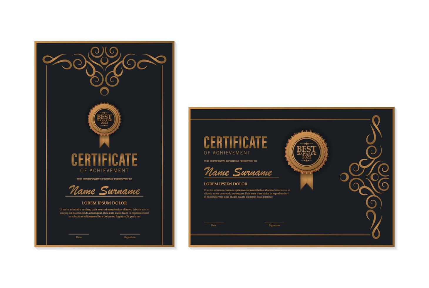 Luxury achievement certificate best award diploma design vector