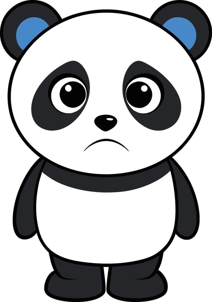 A Sad Panda Standing Illustration. vector