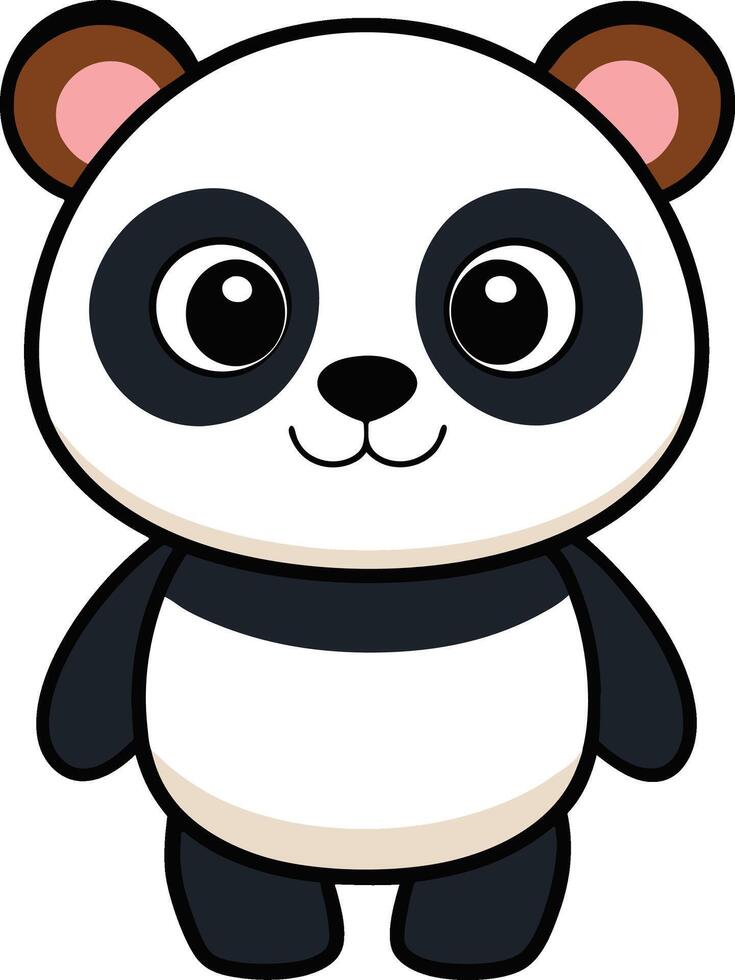 Cartoon panda with cute smile. vector