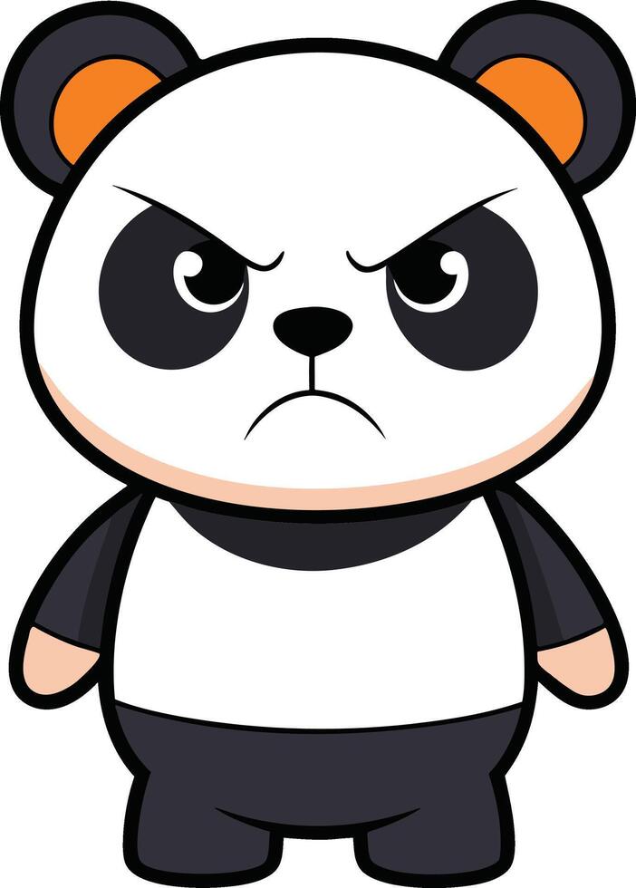 Too Angry Kawai Panda. vector