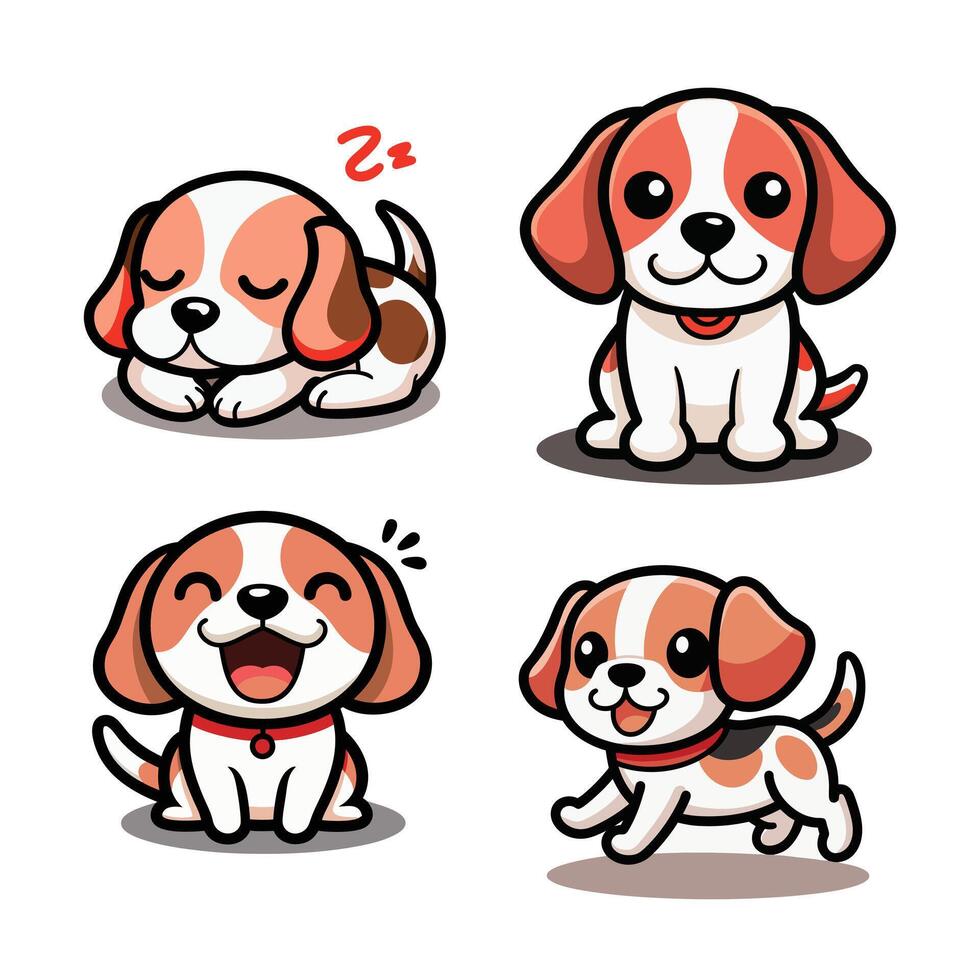 cute dog illustration set vector