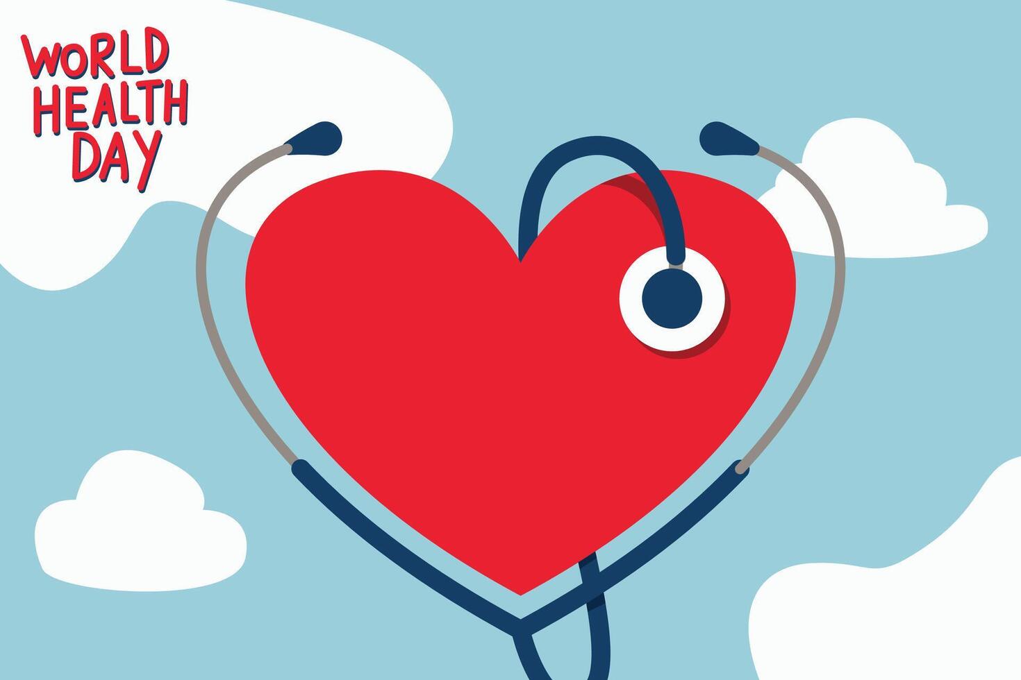 Colorful Illustration Celebrating World Health Day with Heart and Stethoscope vector