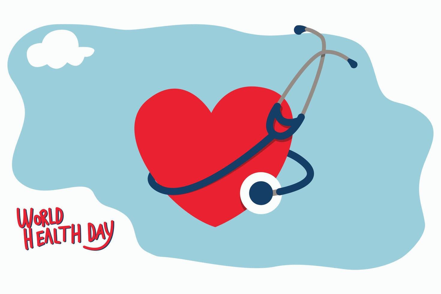Colorful Illustration Celebrating World Health Day with Heart and Stethoscope vector