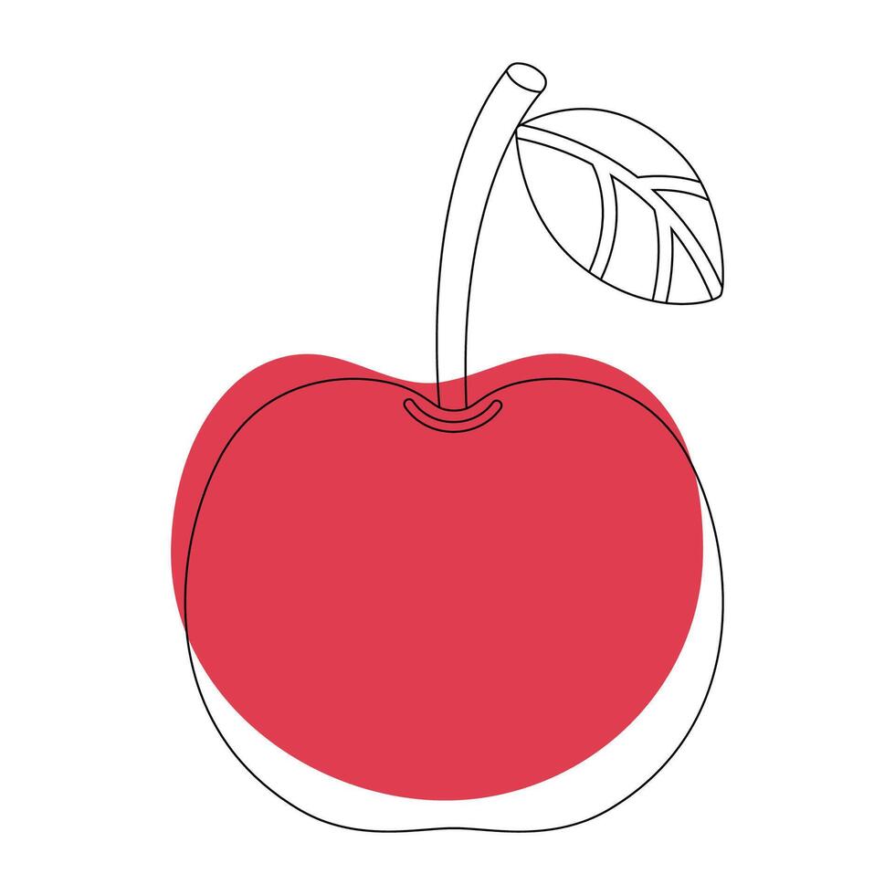 Cherry in simple doodle style vector