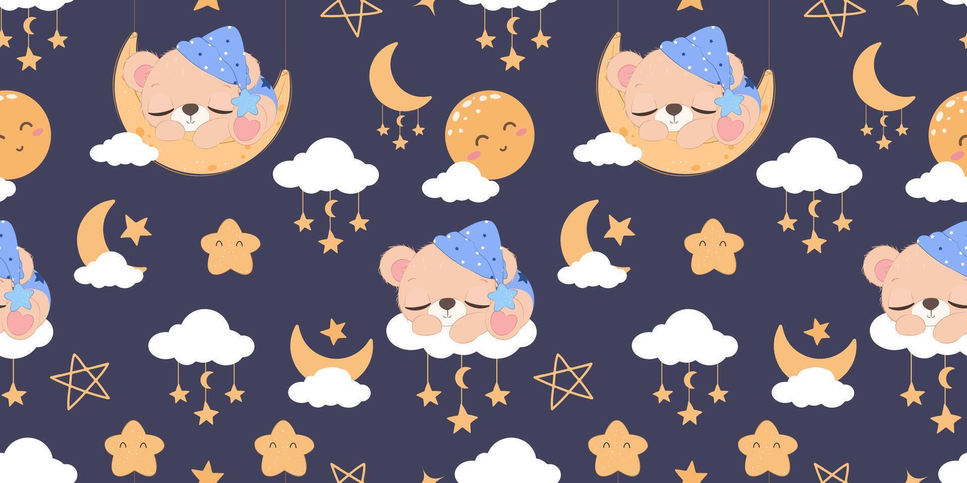 Cute baby animals seamless pattern vector