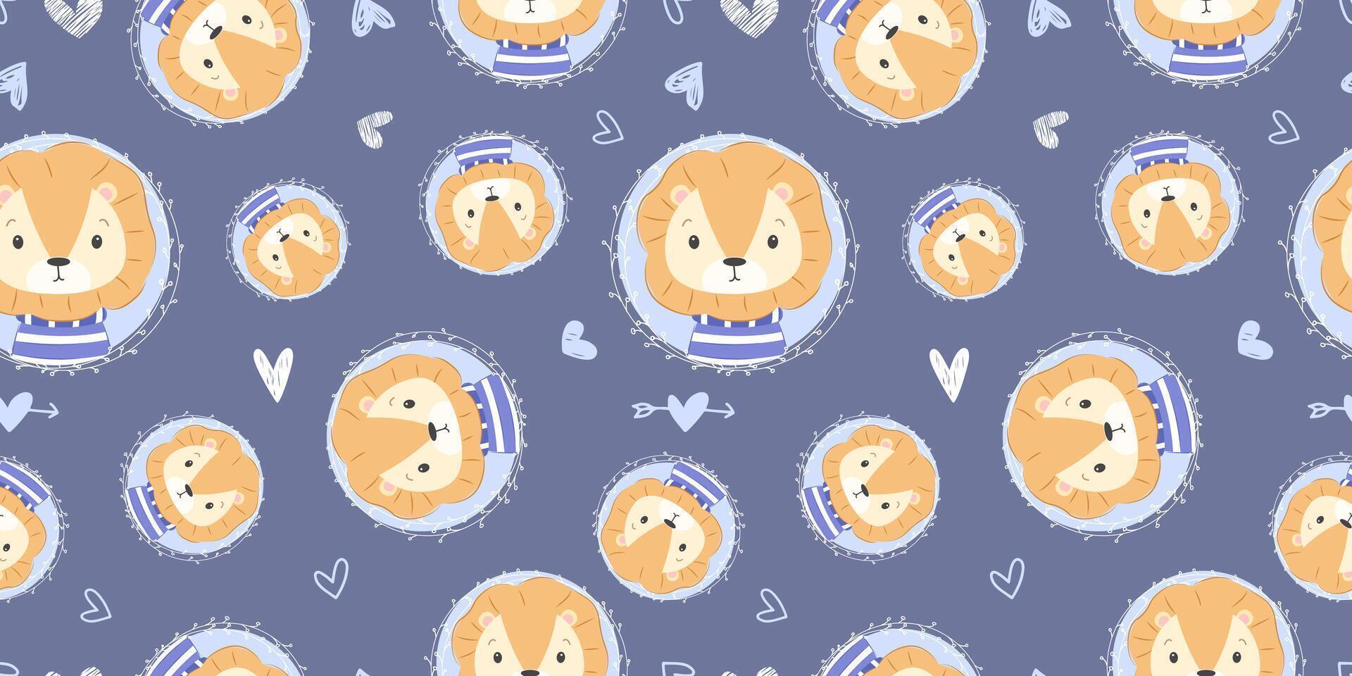 Cute baby animals seamless pattern vector