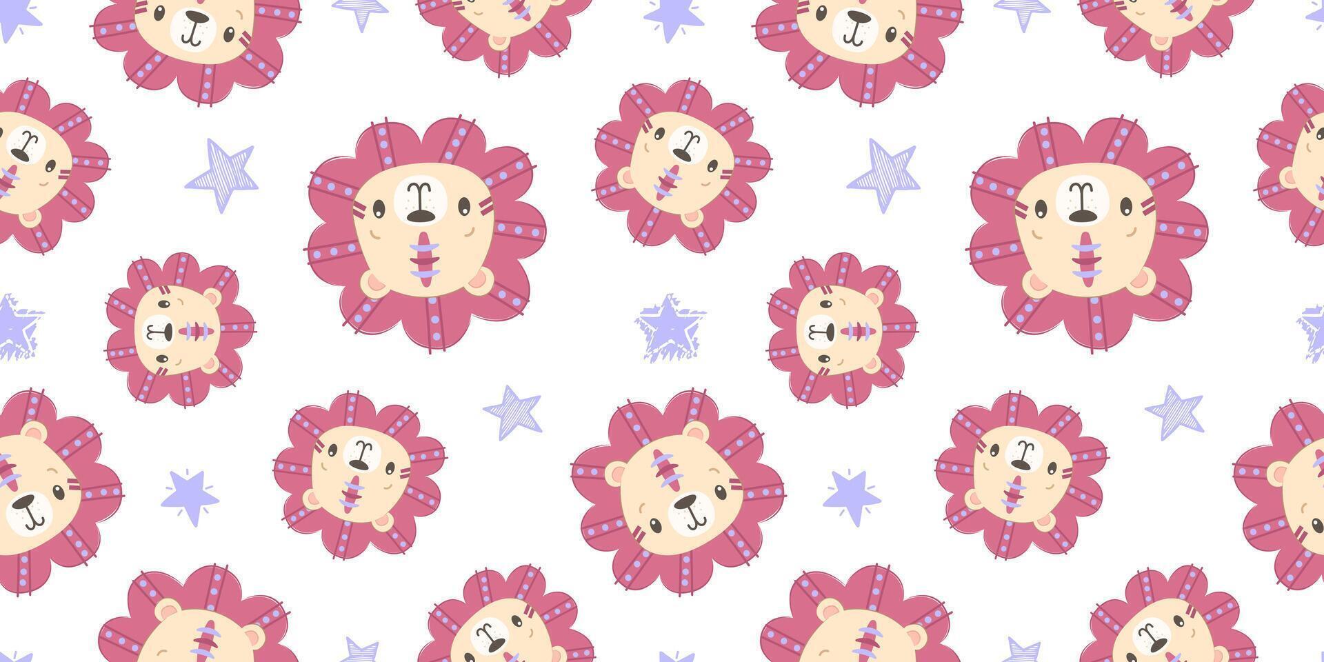Cute baby animals seamless pattern vector