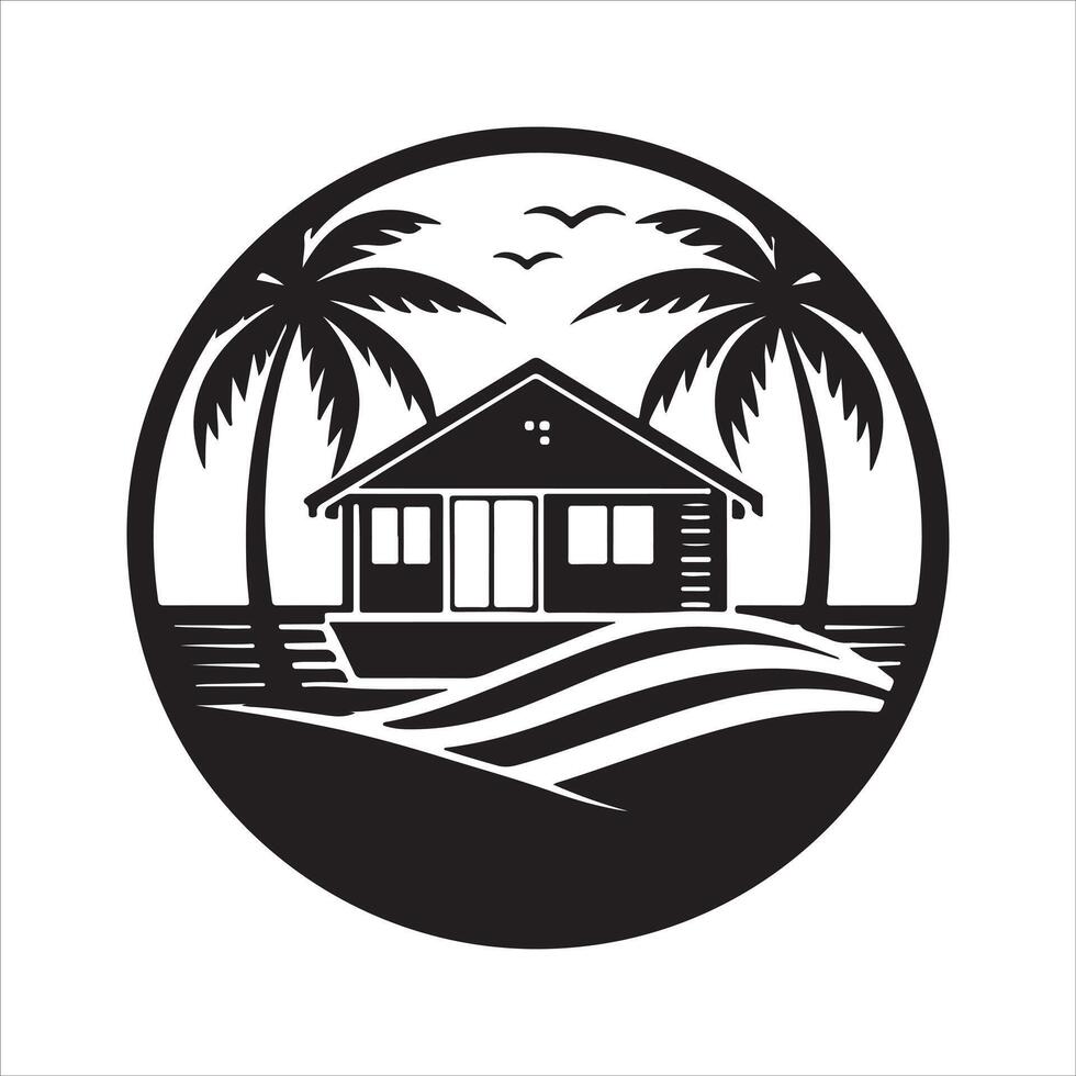 Generate a beachfront paradise logo for a real estate company specializing in coastal properties. vector