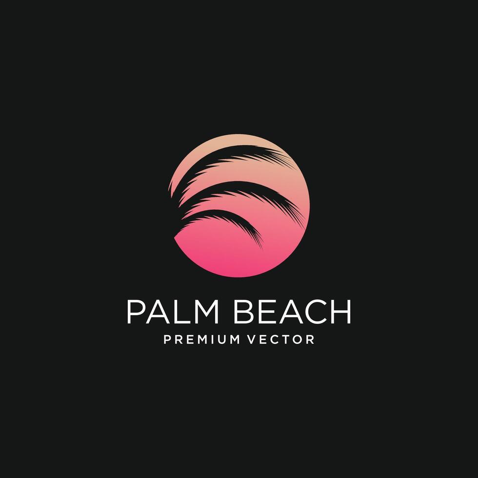 Palm tree logo design with simple and creative Premium vector