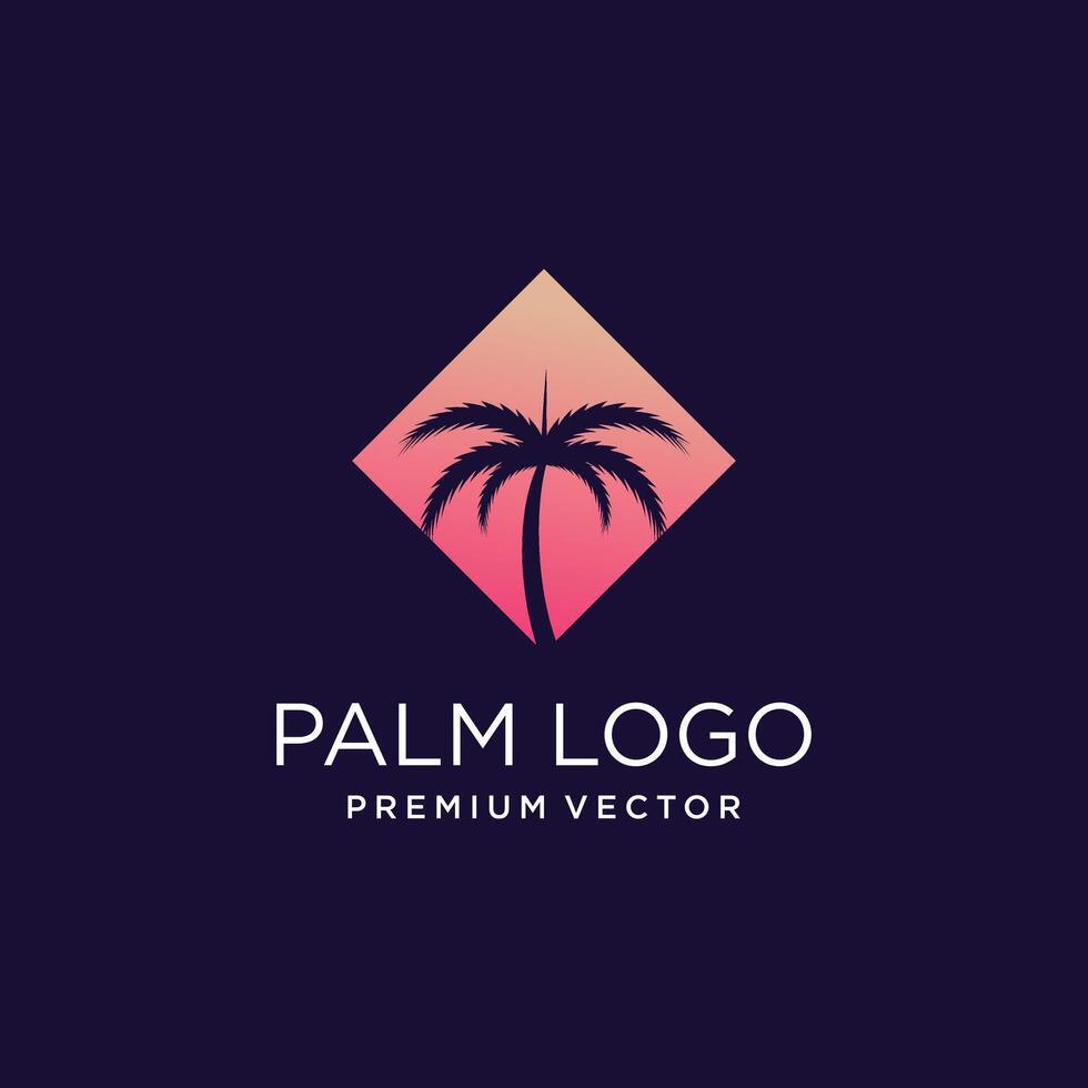 Palm tree logo design with simple and creative Premium vector