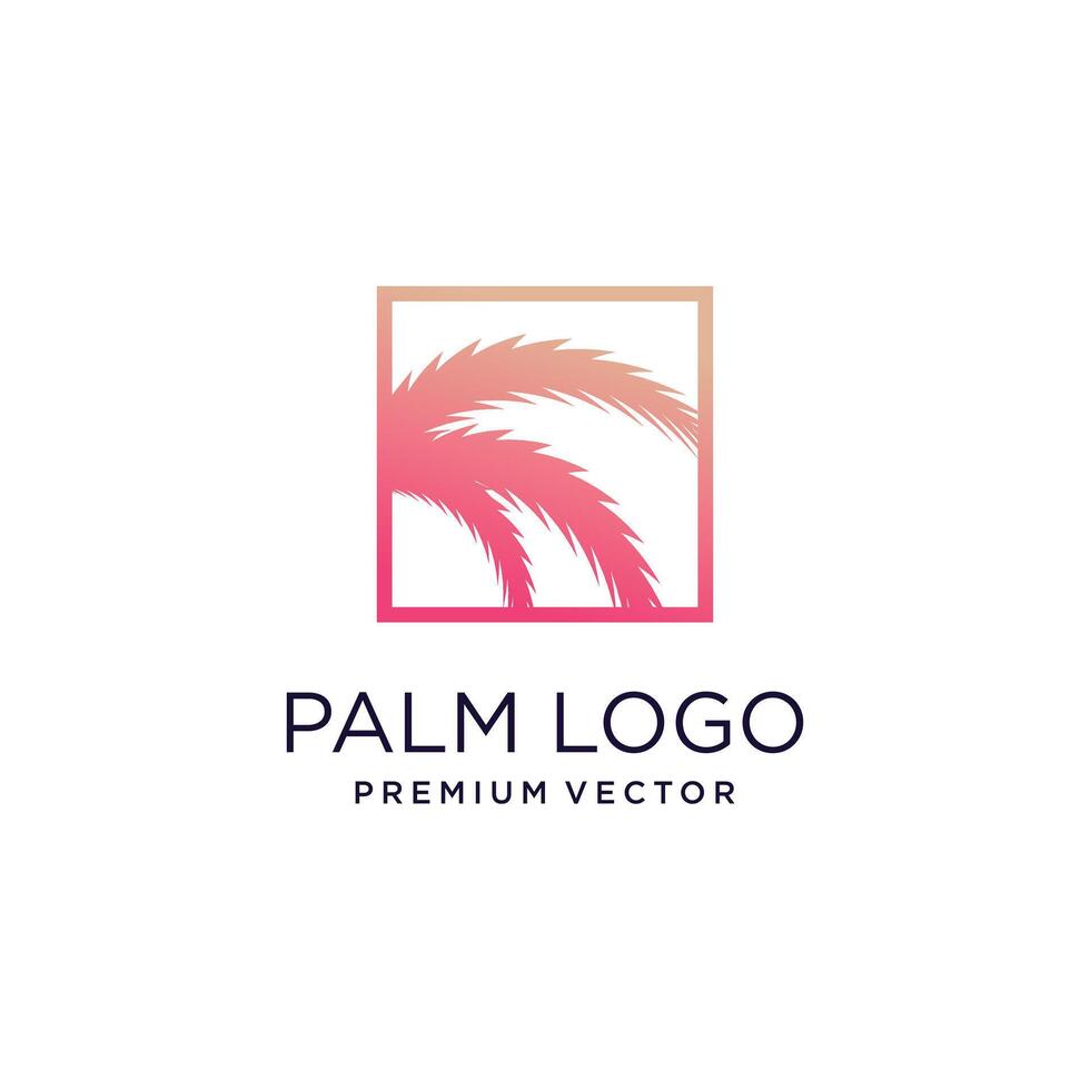 Palm tree logo design with simple and creative Premium vector