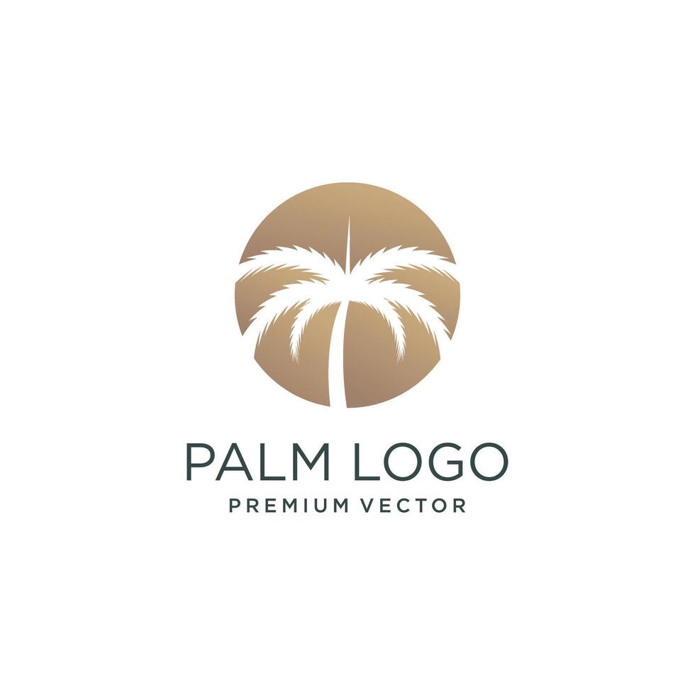 Palm tree logo design with simple and creative Premium vector
