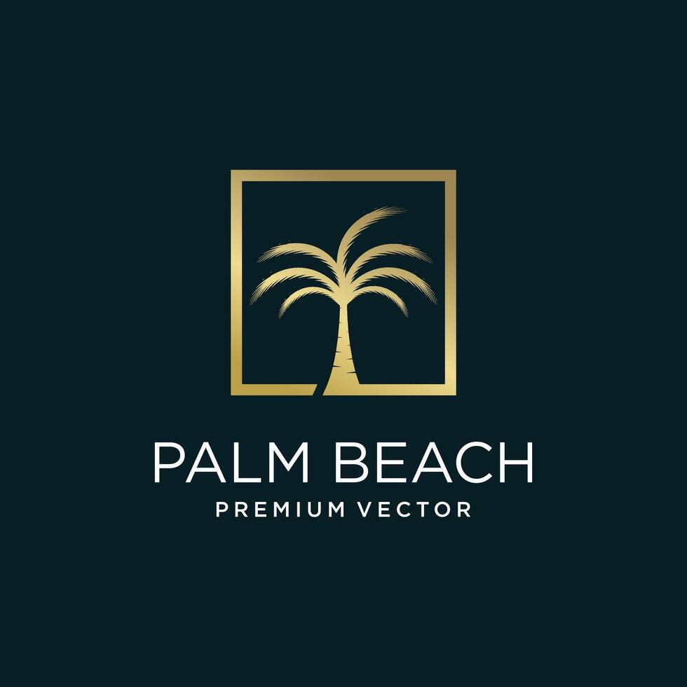 Palm tree logo design with simple and creative Premium vector