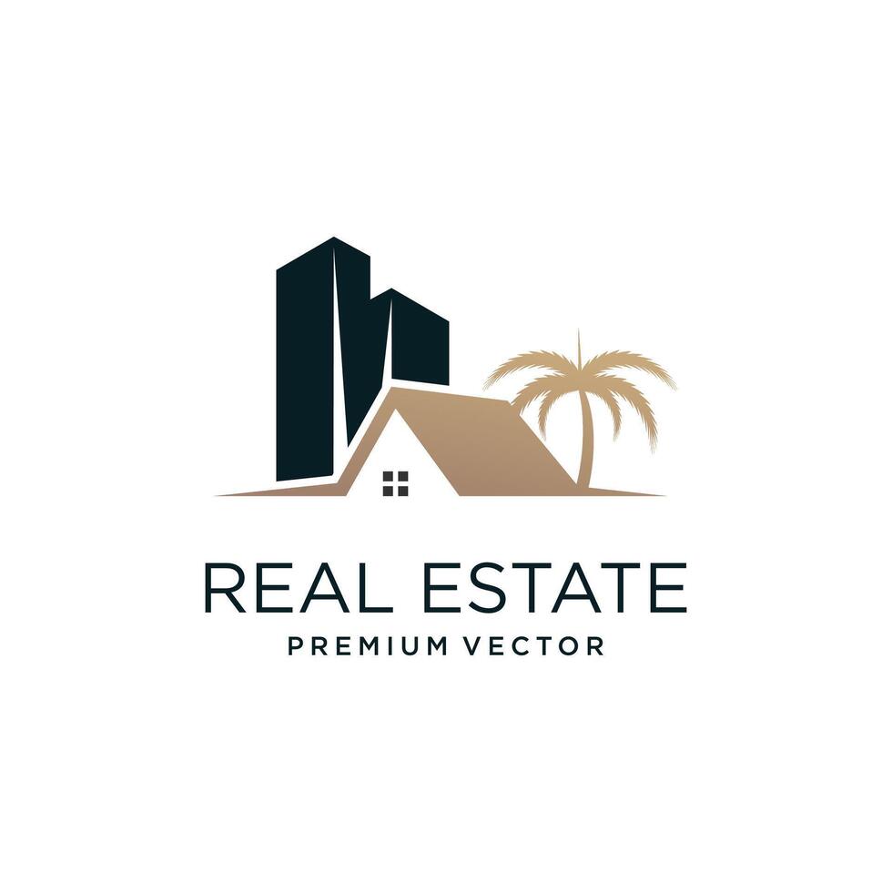 Real estate logo design with modern creative Premium vector