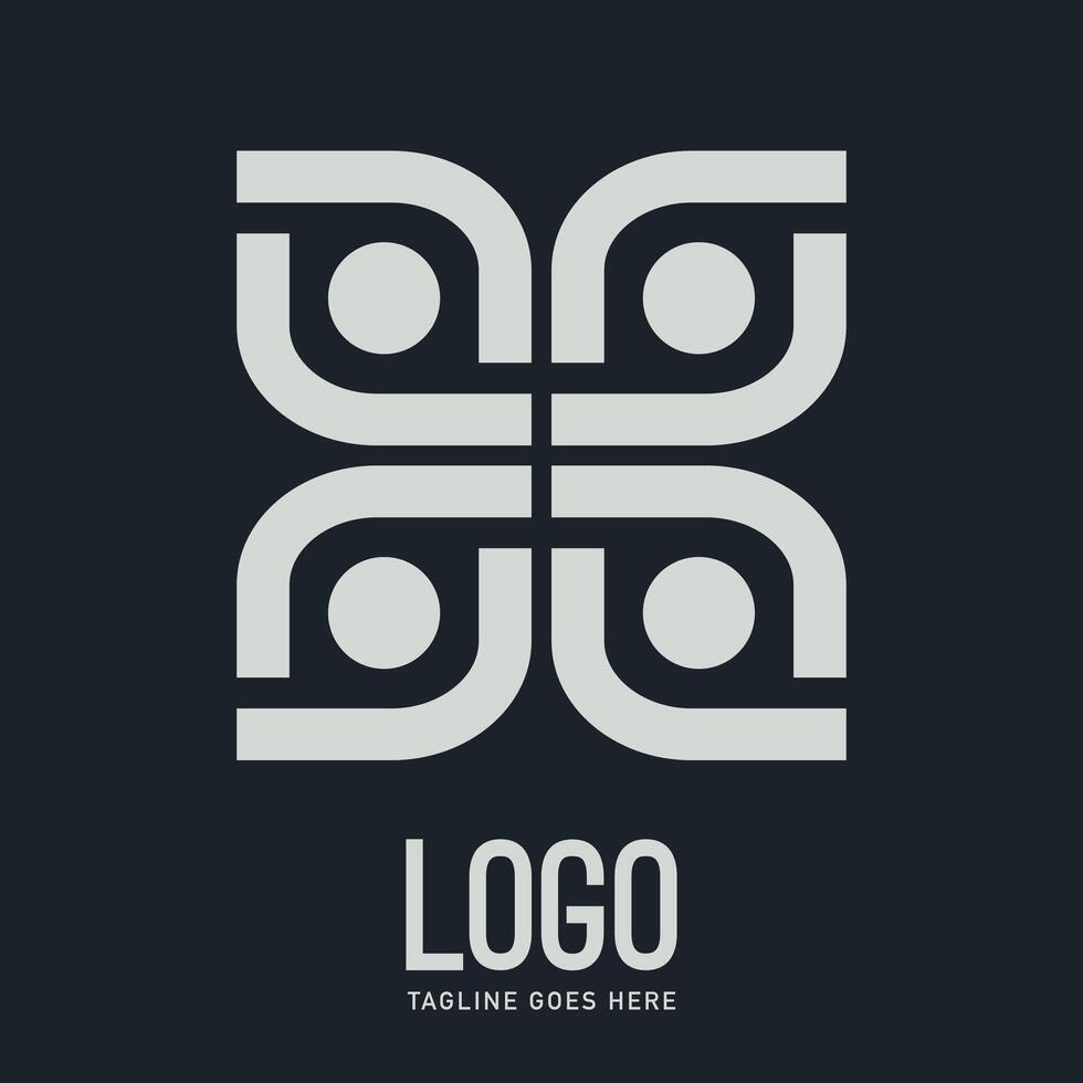 Simple ethnic geometric shape of flower or butterfly logo in flat style vector