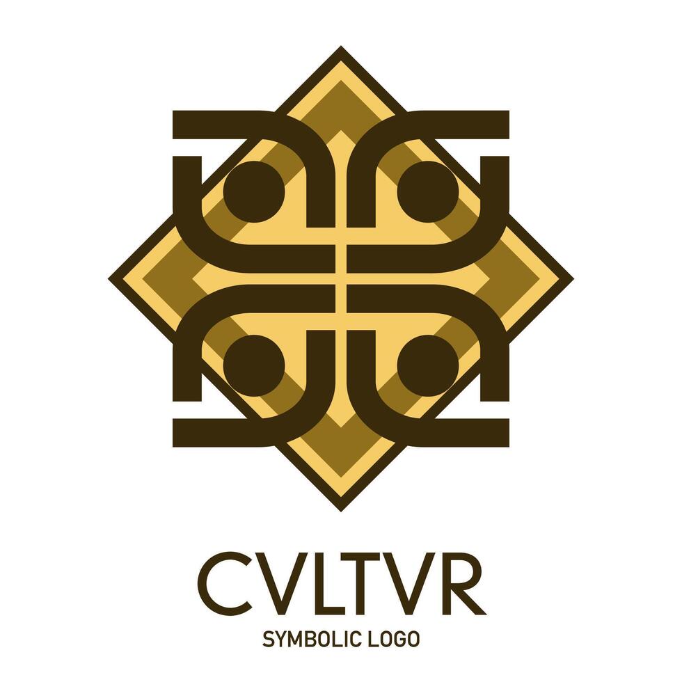 Culture logo template, from traditional ethnic pattern into modern geometric flat style vector