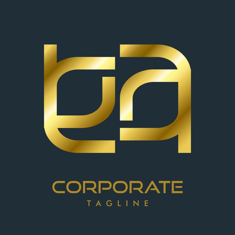 Abstract golden letter EA logo, minimalist design with bold gold curvy elements vector