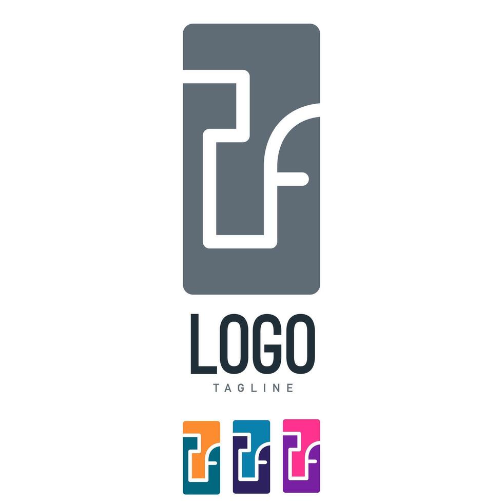 RF or PF symbolic logo, simple and minimalist, stylist in fashionable tall, slim shape vector