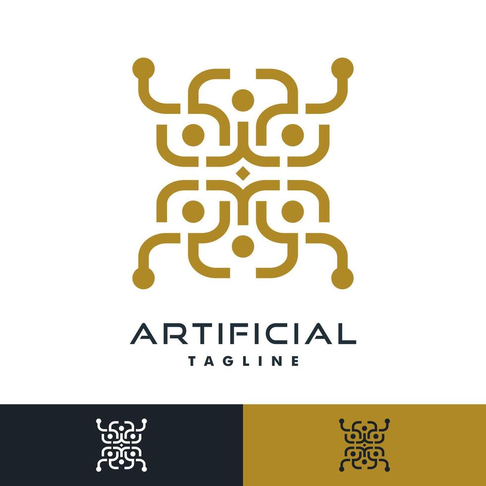 Ethnic AI circuit logo, a fusion of modern and traditional concept vector