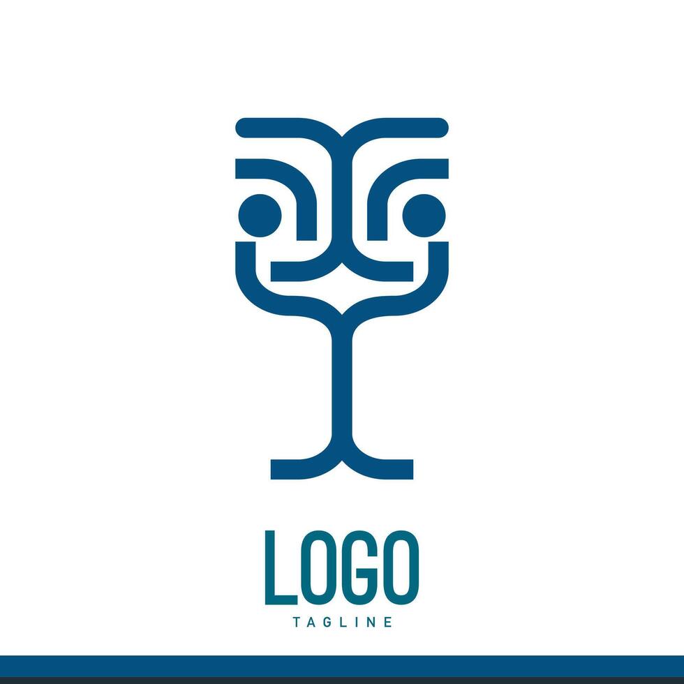 Tribal ethnic or celtic logo of a wine glass or tribal totem. Minimalist, flat and geometric design vector