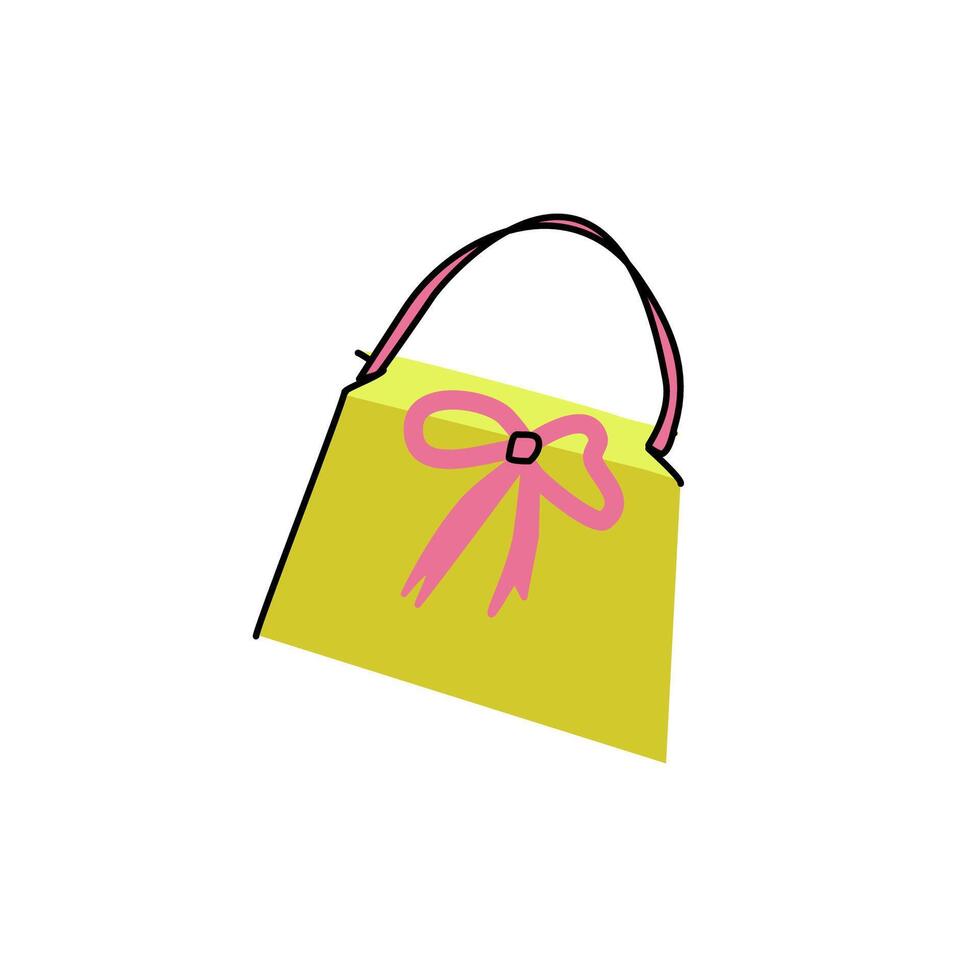 Giftbag with bow. Flat trendy sticker isolated on white background vector