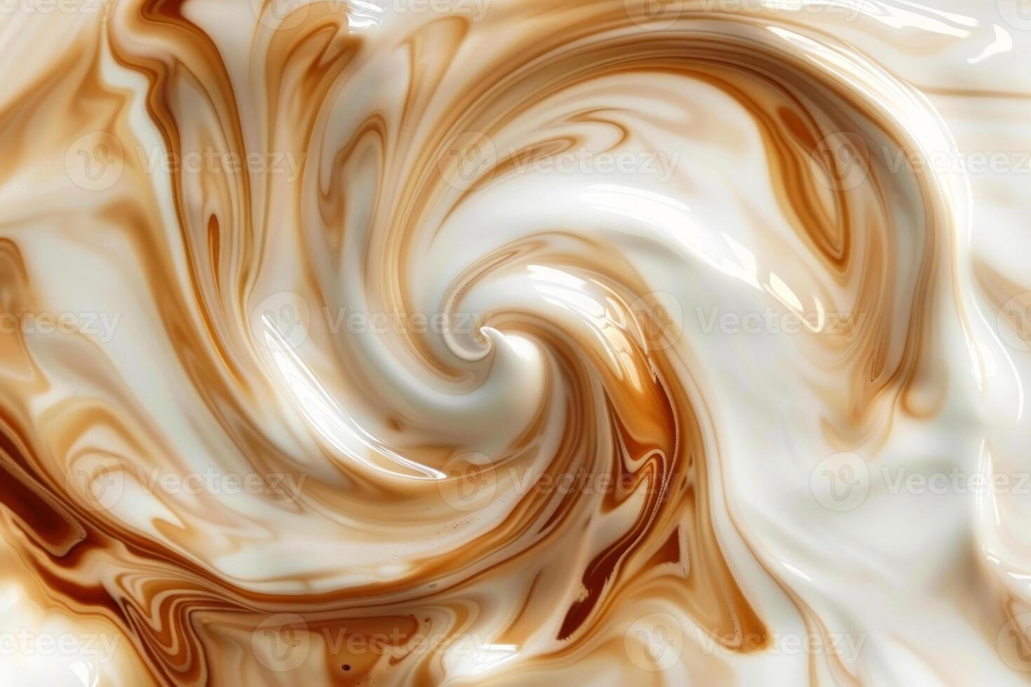 Swirls of coffee and cream blending together. Abstract pattern of warm tones photo