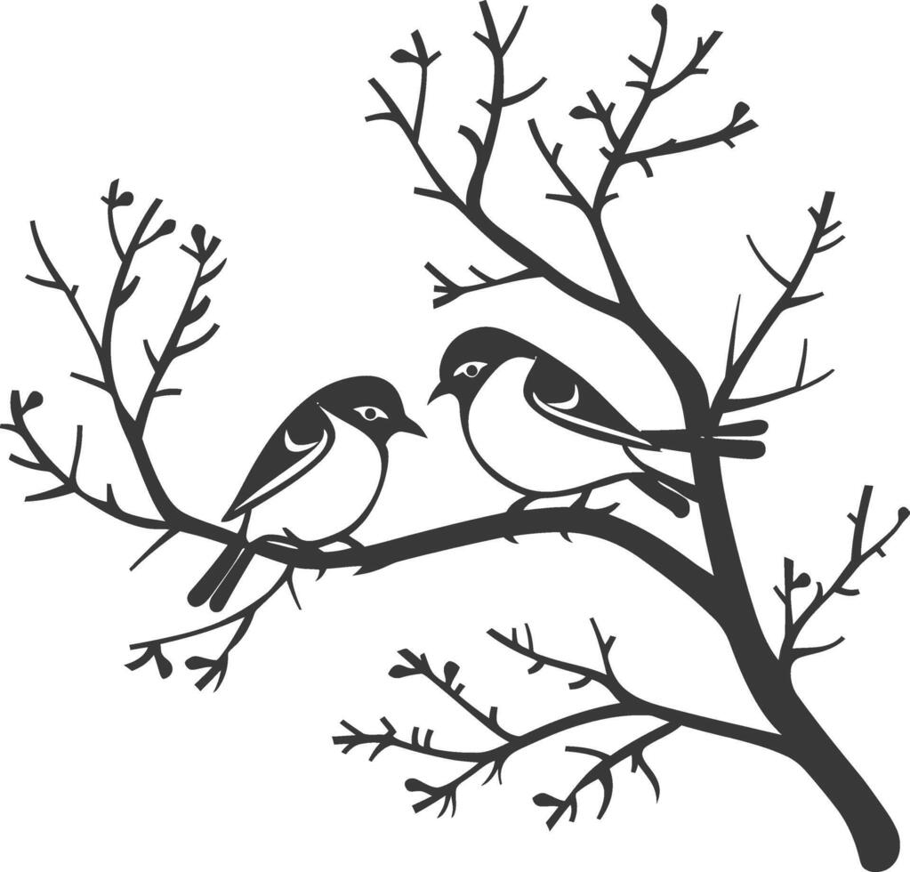 minimalist line art icon birds on tree branches logo symbol vector