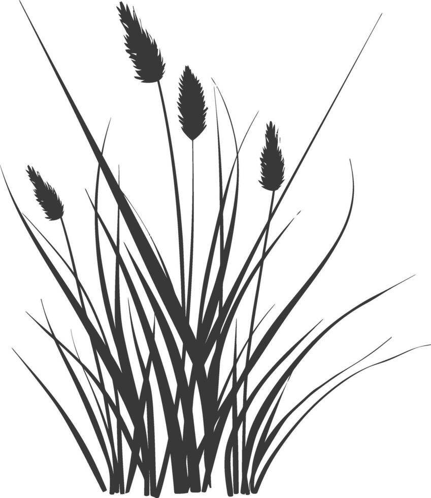 minimalist line art icon black water reed plant cattails leaf logo symbol vector