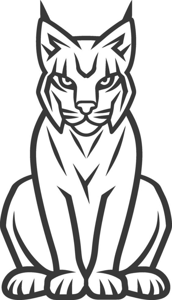 minimalist line art icon bobcat animal logo symbol vector