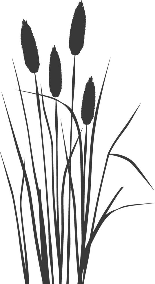 minimalist line art icon black water reed plant cattails leaf logo symbol vector