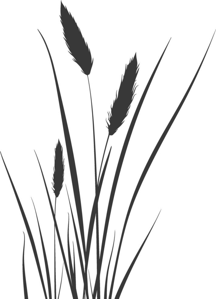 minimalist line art icon black water reed plant cattails leaf logo symbol vector