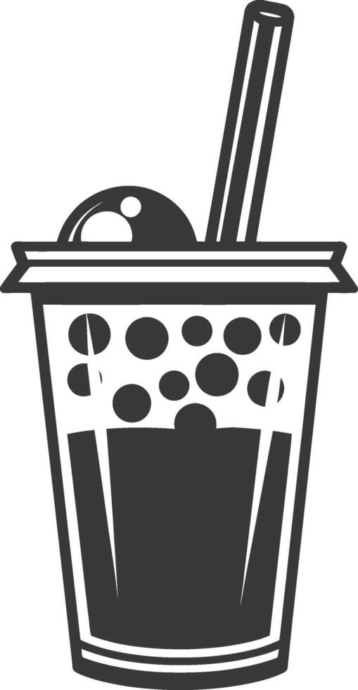 minimalist line art icon black and white cup of bubble tea logo symbol vector