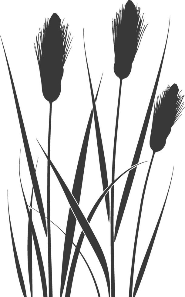 minimalist line art icon black water reed plant cattails leaf logo symbol vector