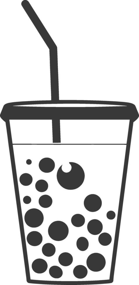 minimalist line art icon black and white cup of bubble tea logo symbol vector