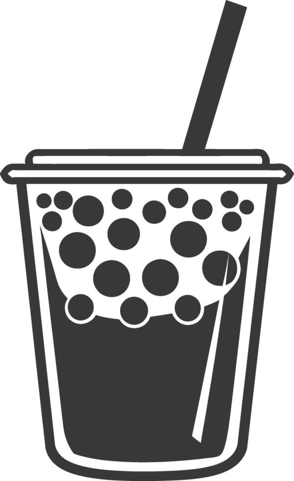 minimalist line art icon black and white cup of bubble tea logo symbol vector