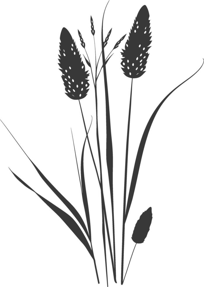 minimalist line art icon black water reed plant cattails leaf logo symbol vector