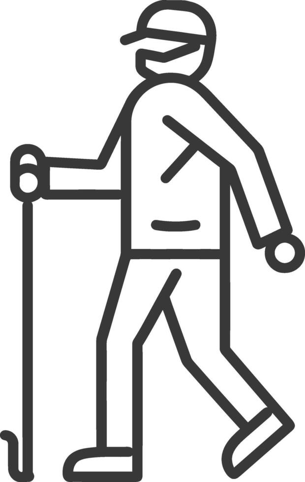 minimalist line art icon blind elderly walks with a cane logo symbol vector