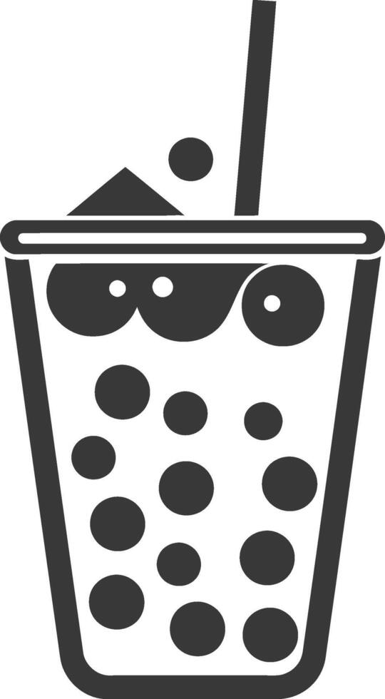 minimalist line art icon black and white cup of bubble tea logo symbol vector