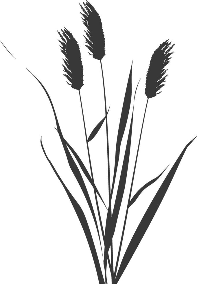 minimalist line art icon black water reed plant cattails leaf logo symbol vector
