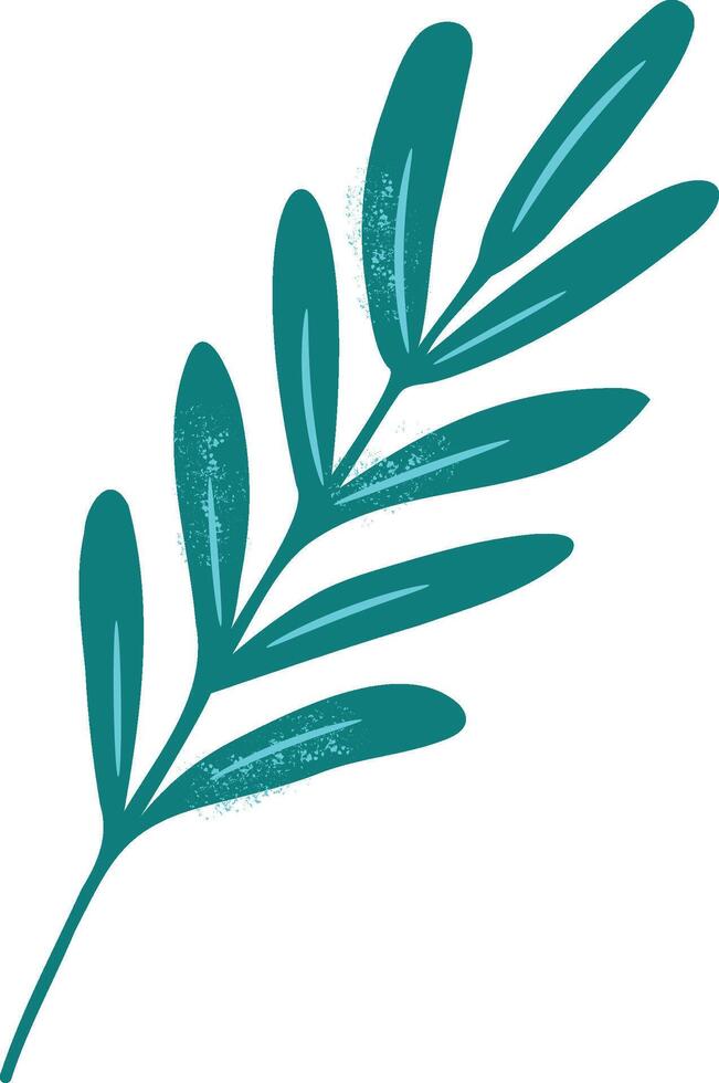 Dark twig with oval leaves, herb vector