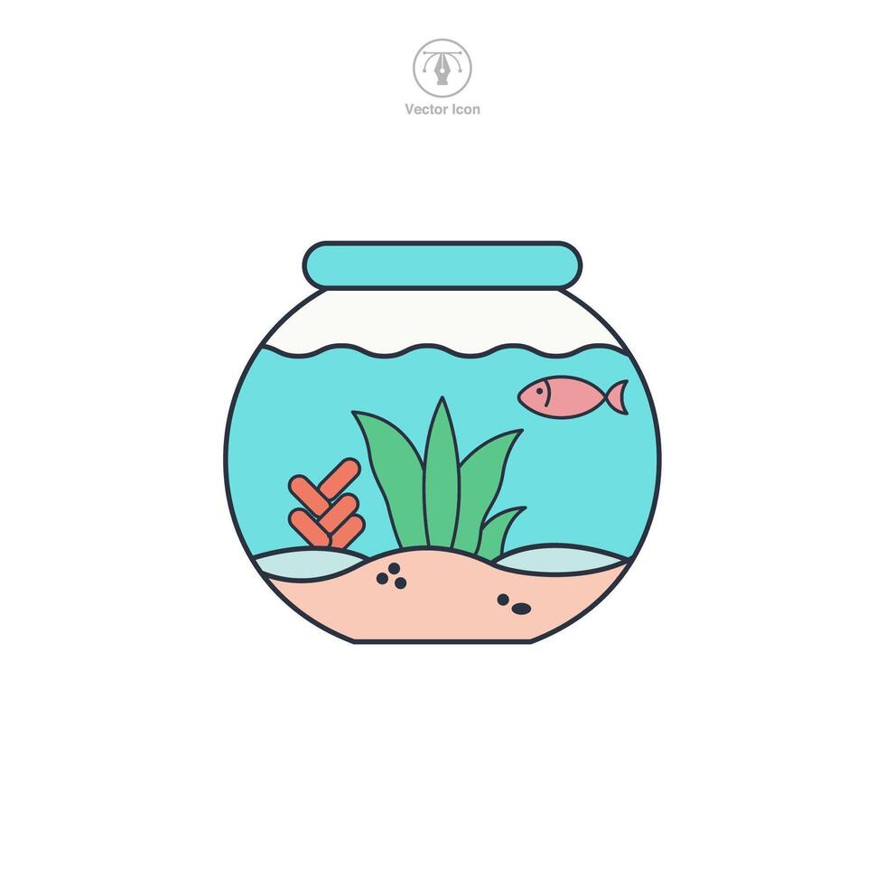 Fishbowl or Aquarium icon symbol illustration isolated on white background vector
