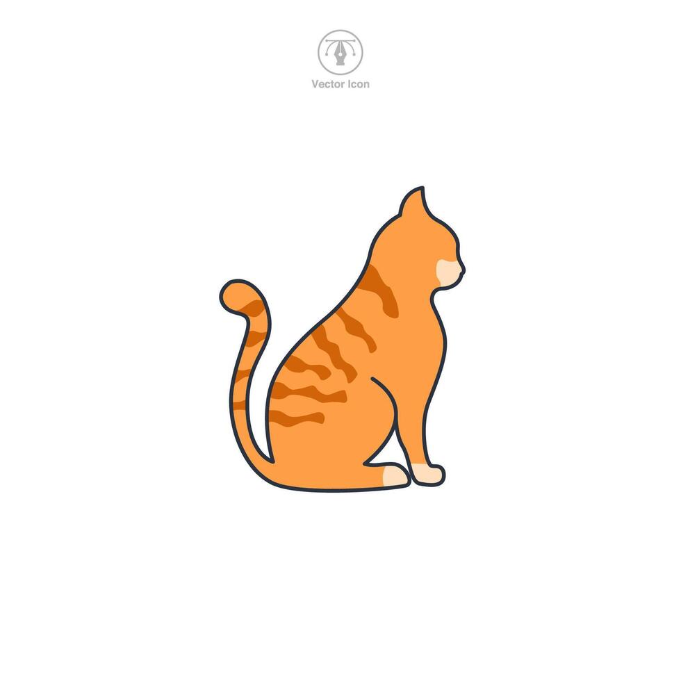 cat sitting side view icon symbol illustration isolated on white background vector