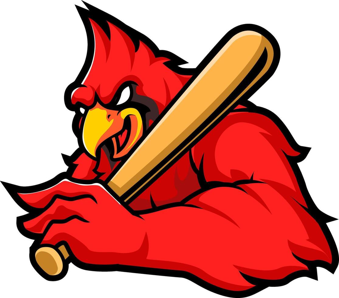 Cartooned red cardinal birds heads for sport team mascot or tattoo design vector