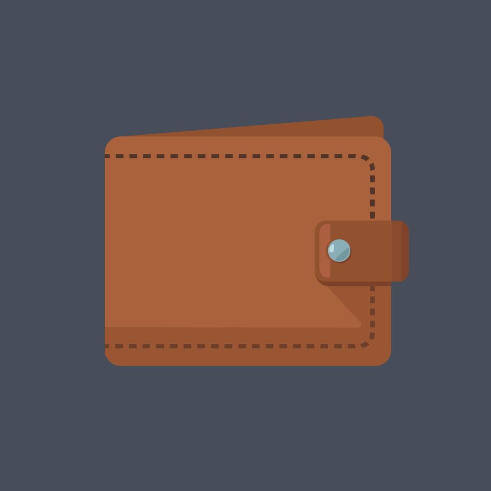 brown skin wallet in flat design. vector