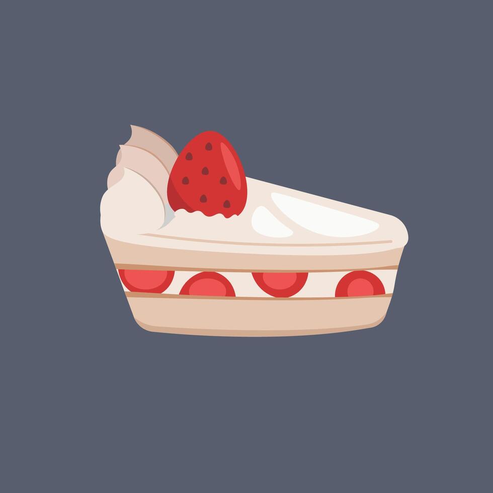 piece of strawberry cake in design. vector