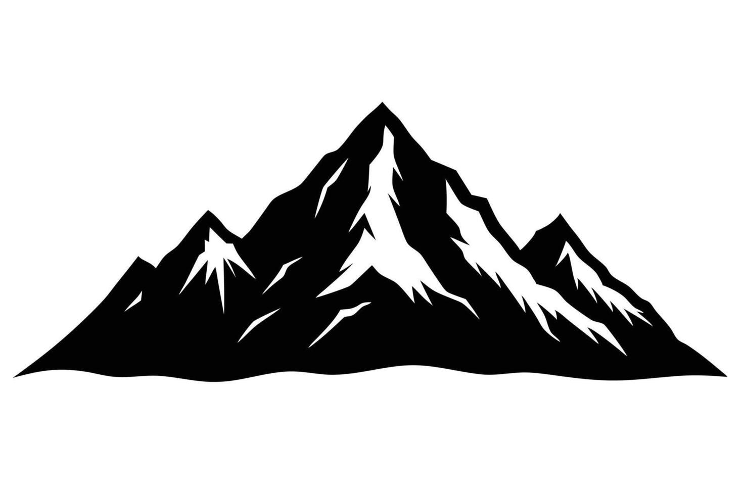 mountain black silhouette no circle vector